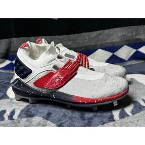 New Under Armour Harper 8 Low USA ST Baseball White Navy 3026590 100 Men Sz 8.5